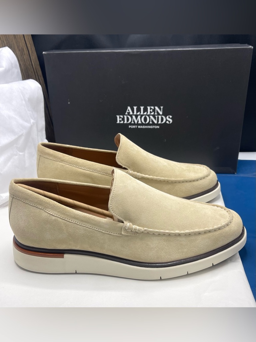 Allen Edmonds Carson Suede Venet Loafer Slip-on Sand Size 10.5 (Width 3E) NEW